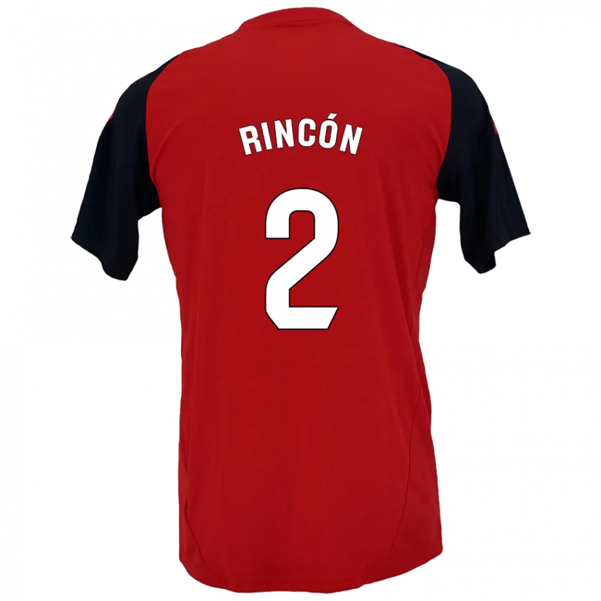 Niño Camiseta Hugo Rincón #2 Rojo Negro 1ª Equipación 2024/25 La Camisa