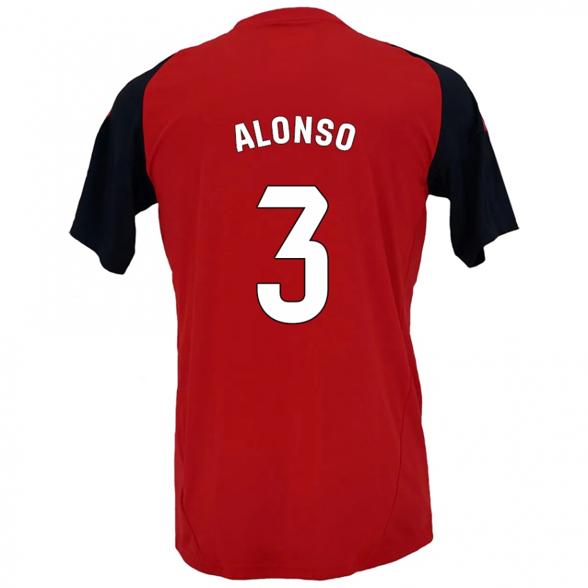 Niño Camiseta Julio Alonso #3 Rojo Negro 1ª Equipación 2024/25 La Camisa