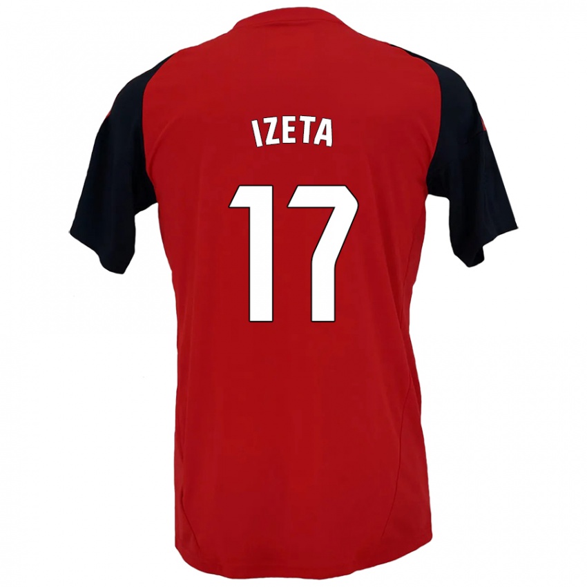 Niño Camiseta Urko Izeta #17 Rojo Negro 1ª Equipación 2024/25 La Camisa