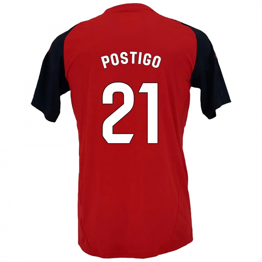 Niño Camiseta Sergio Postigo #21 Rojo Negro 1ª Equipación 2024/25 La Camisa