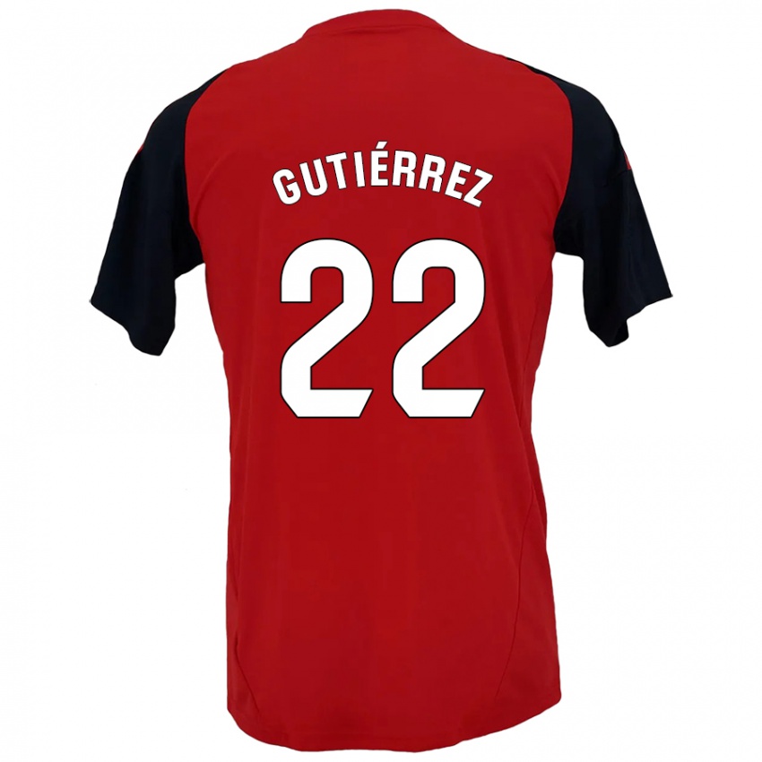 Niño Camiseta Juan Gutiérrez #22 Rojo Negro 1ª Equipación 2024/25 La Camisa