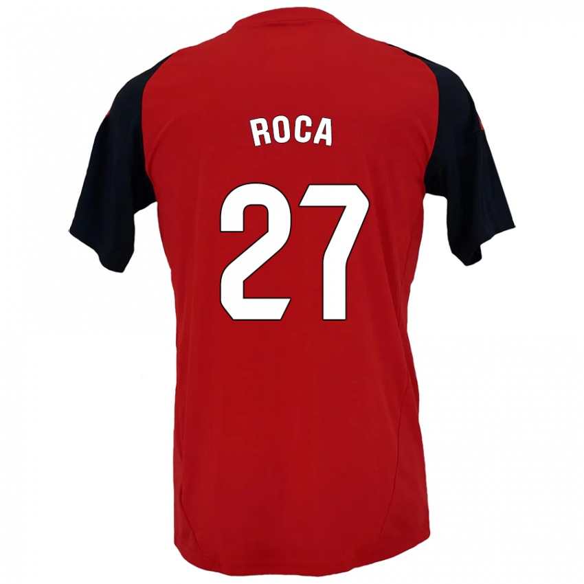 Niño Camiseta Joel Roca #27 Rojo Negro 1ª Equipación 2024/25 La Camisa