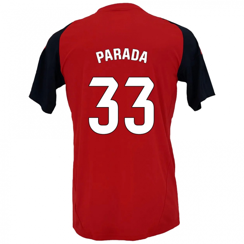 Niño Camiseta Victor Parada #33 Rojo Negro 1ª Equipación 2024/25 La Camisa