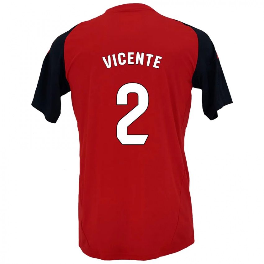 Niño Camiseta David Vicente #2 Rojo Negro 1ª Equipación 2024/25 La Camisa