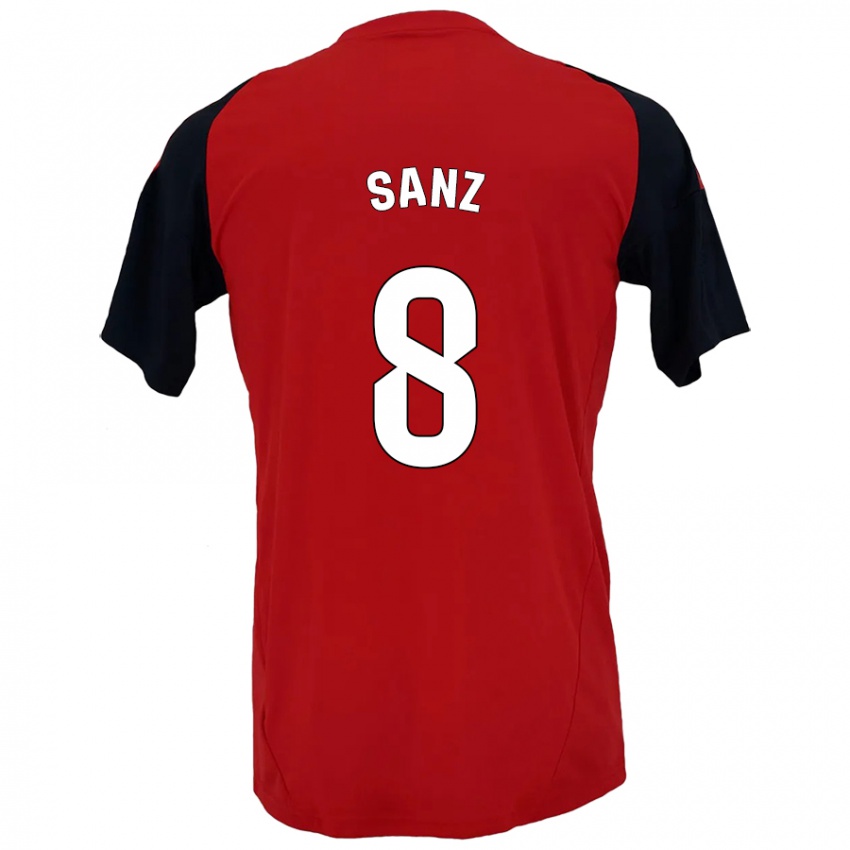 Niño Camiseta Álvaro Sanz #8 Rojo Negro 1ª Equipación 2024/25 La Camisa