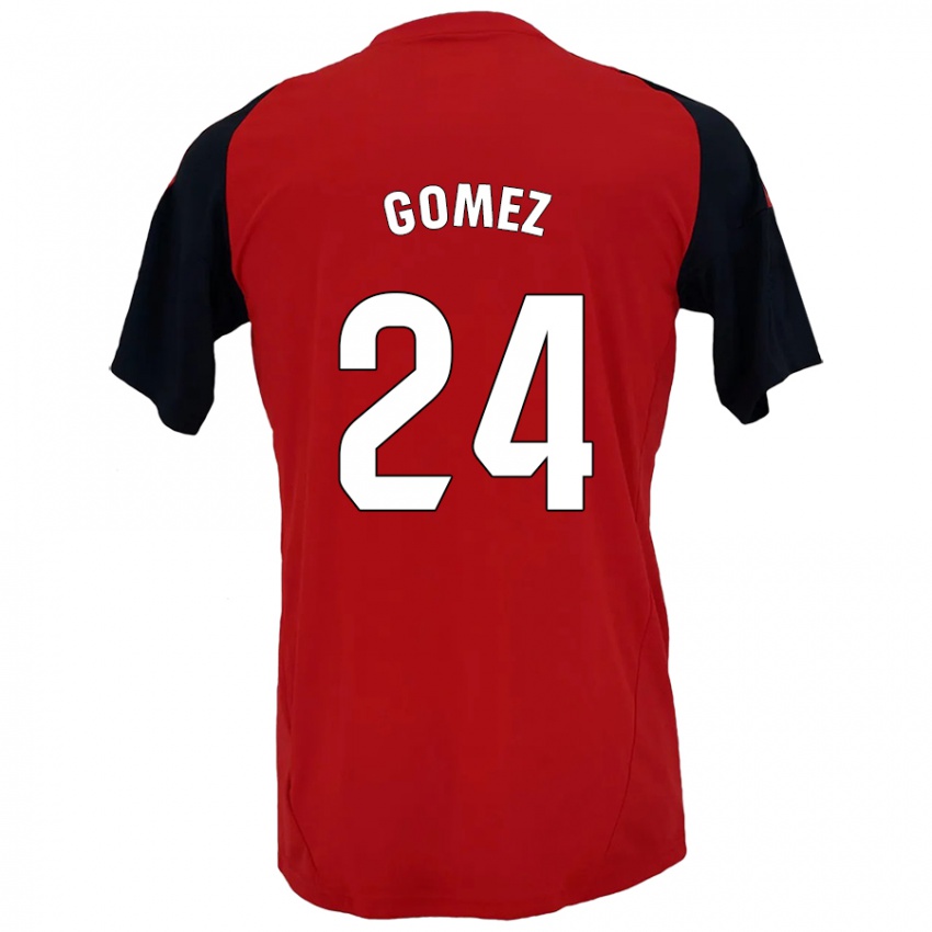 Niño Camiseta Jonathan Gómez #24 Rojo Negro 1ª Equipación 2024/25 La Camisa