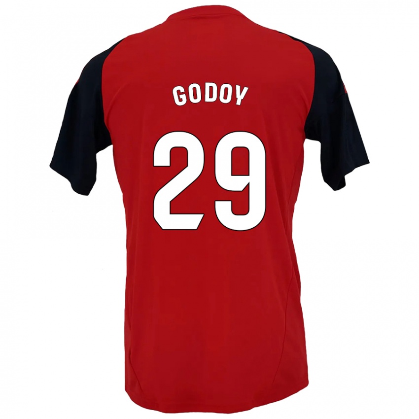 Niño Camiseta Alan Godoy #29 Rojo Negro 1ª Equipación 2024/25 La Camisa