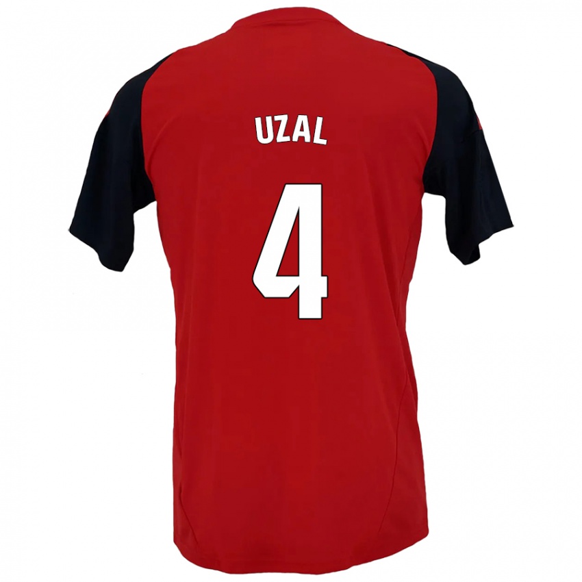 Niño Camiseta Yeray Uzal #4 Rojo Negro 1ª Equipación 2024/25 La Camisa