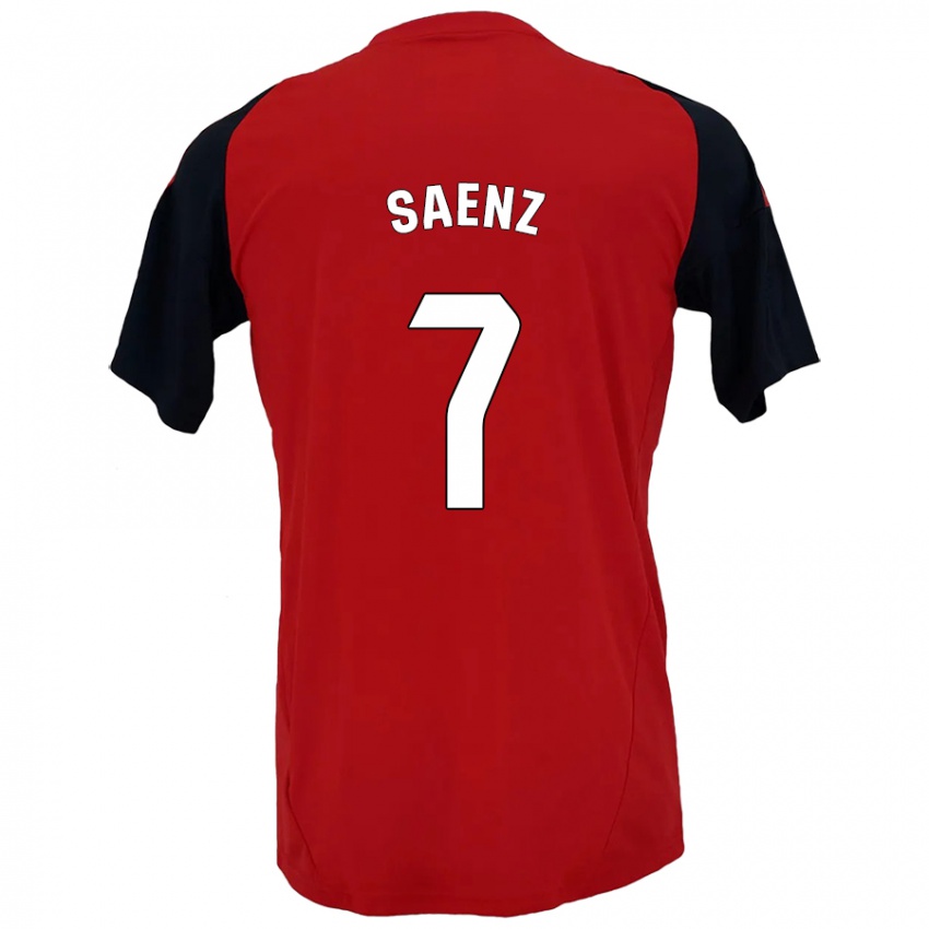 Niño Camiseta Raúl Sáenz #7 Rojo Negro 1ª Equipación 2024/25 La Camisa