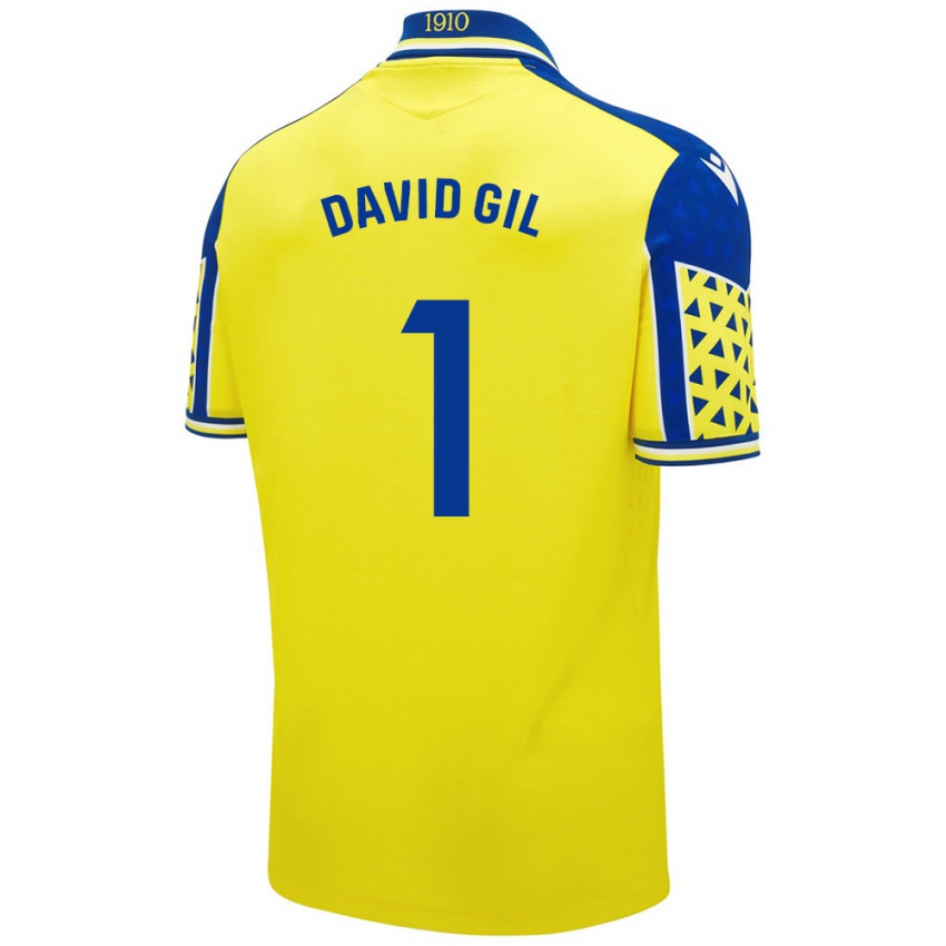 Niño Camiseta David Gil #1 Amarillo Azul 1ª Equipación 2024/25 La Camisa