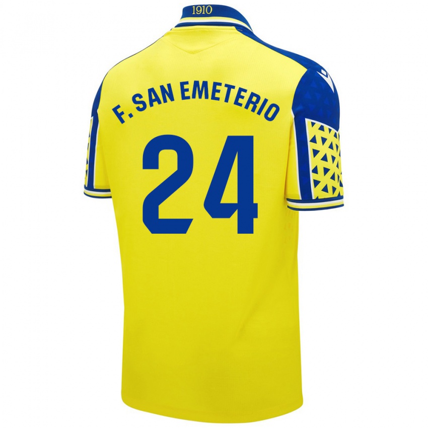 Niño Camiseta Fede San Emeterio #24 Amarillo Azul 1ª Equipación 2024/25 La Camisa