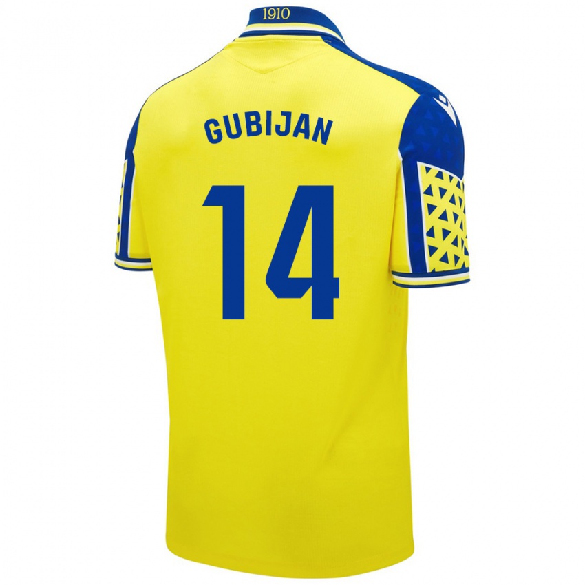 Niño Camiseta Lovro Gubijan #14 Amarillo Azul 1ª Equipación 2024/25 La Camisa