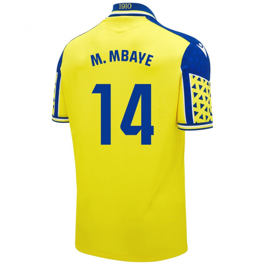 Niño Camiseta Momo Mbaye #14 Amarillo Azul 1ª Equipación 2024/25 La Camisa