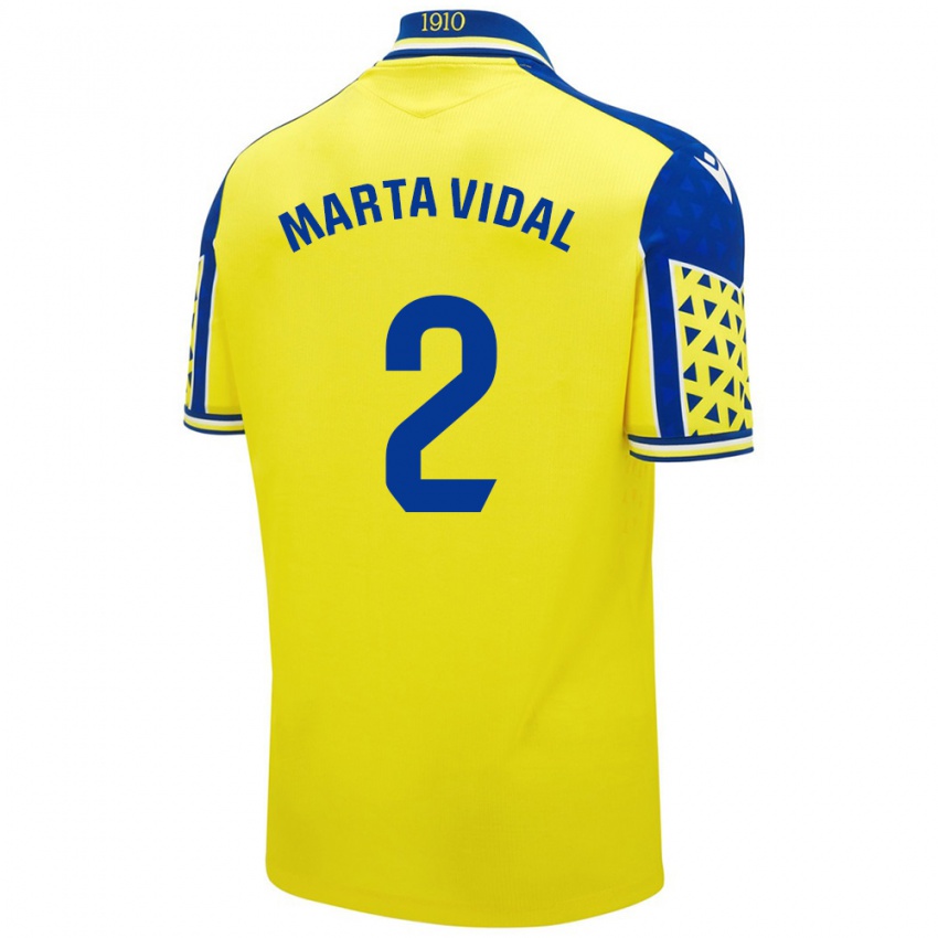 Niño Camiseta Marta Vidal Vela #2 Amarillo Azul 1ª Equipación 2024/25 La Camisa