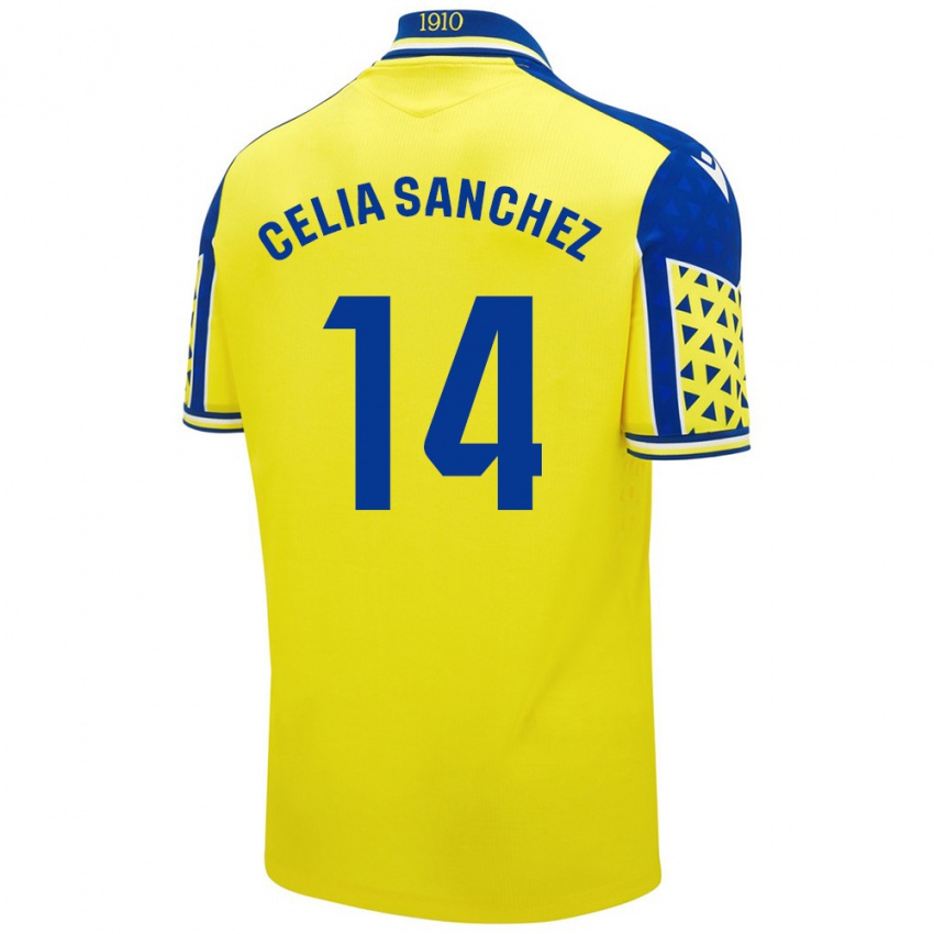 Niño Camiseta Celia Sánchez García #14 Amarillo Azul 1ª Equipación 2024/25 La Camisa