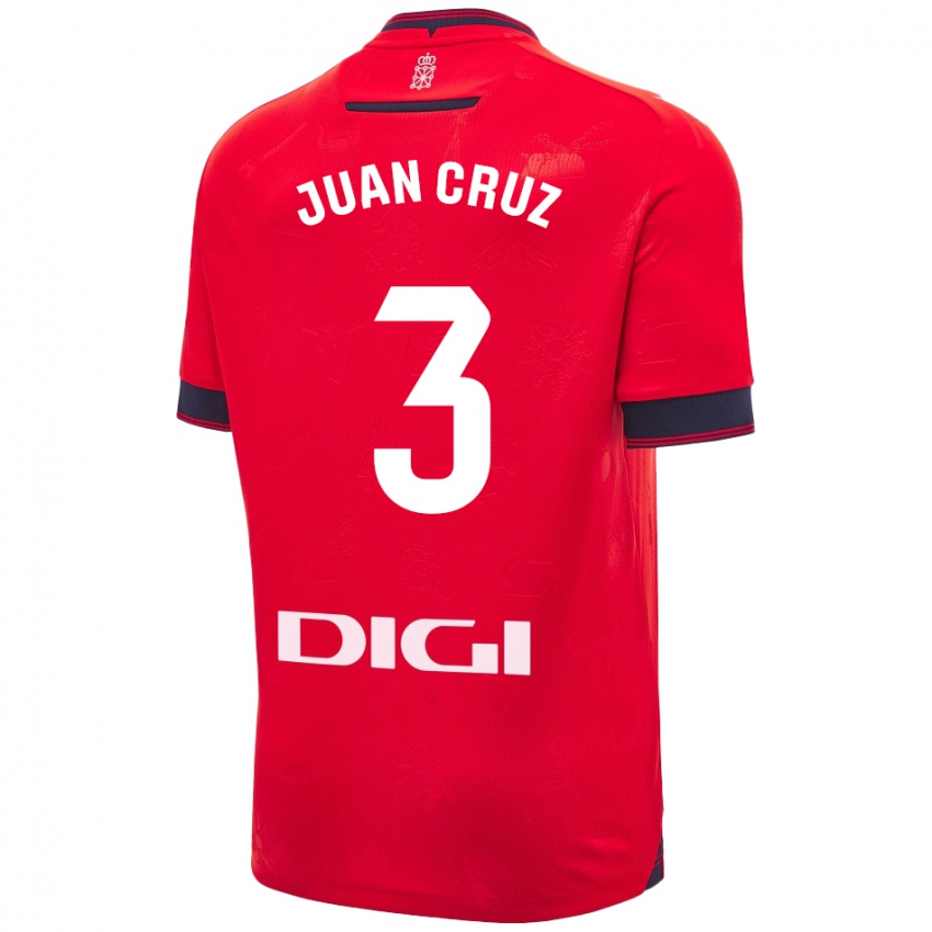 Niño Camiseta Juan Cruz #3 Rojo Blanco 1ª Equipación 2024/25 La Camisa