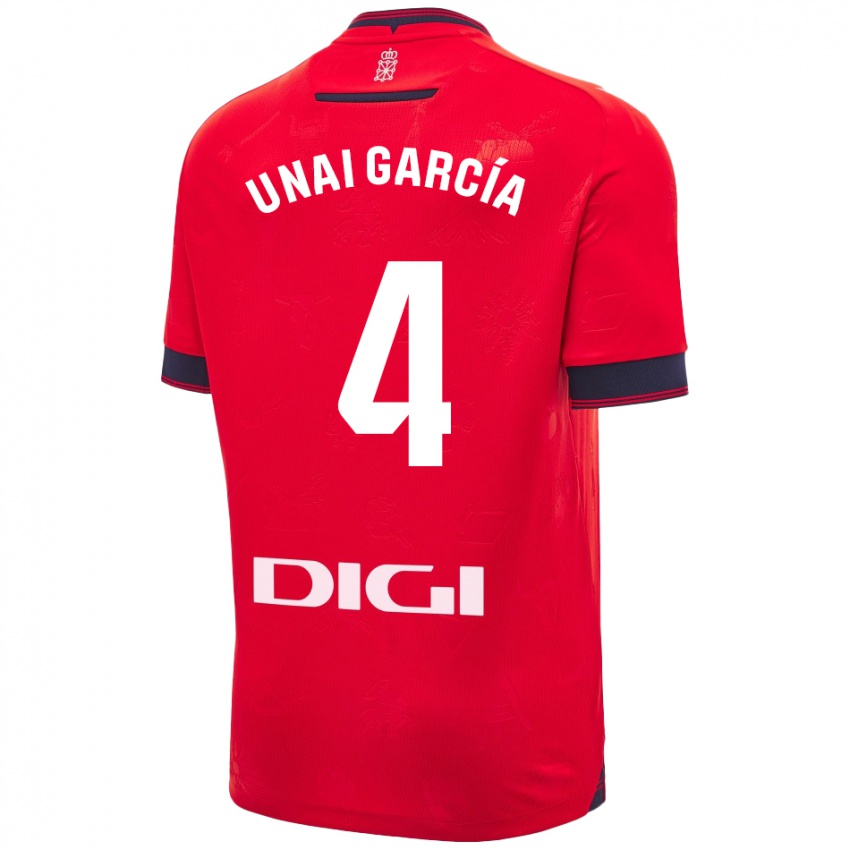 Niño Camiseta Unai García #4 Rojo Blanco 1ª Equipación 2024/25 La Camisa