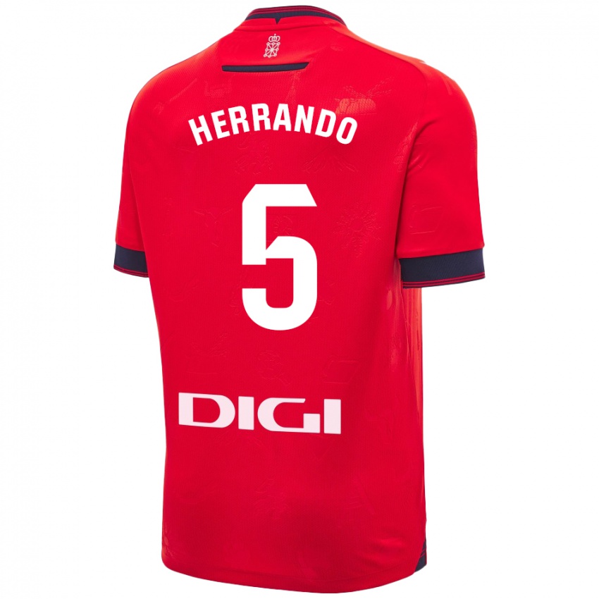 Niño Camiseta Jorge Herrando #5 Rojo Blanco 1ª Equipación 2024/25 La Camisa