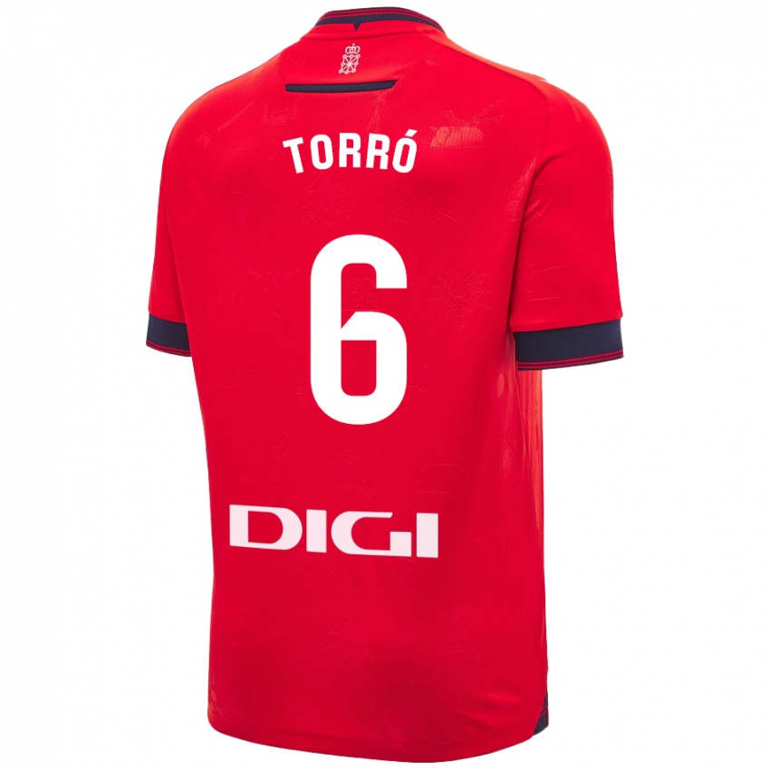 Niño Camiseta Lucas Torró #6 Rojo Blanco 1ª Equipación 2024/25 La Camisa