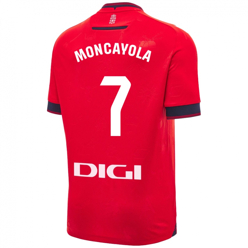 Niño Camiseta Jon Moncayola #7 Rojo Blanco 1ª Equipación 2024/25 La Camisa