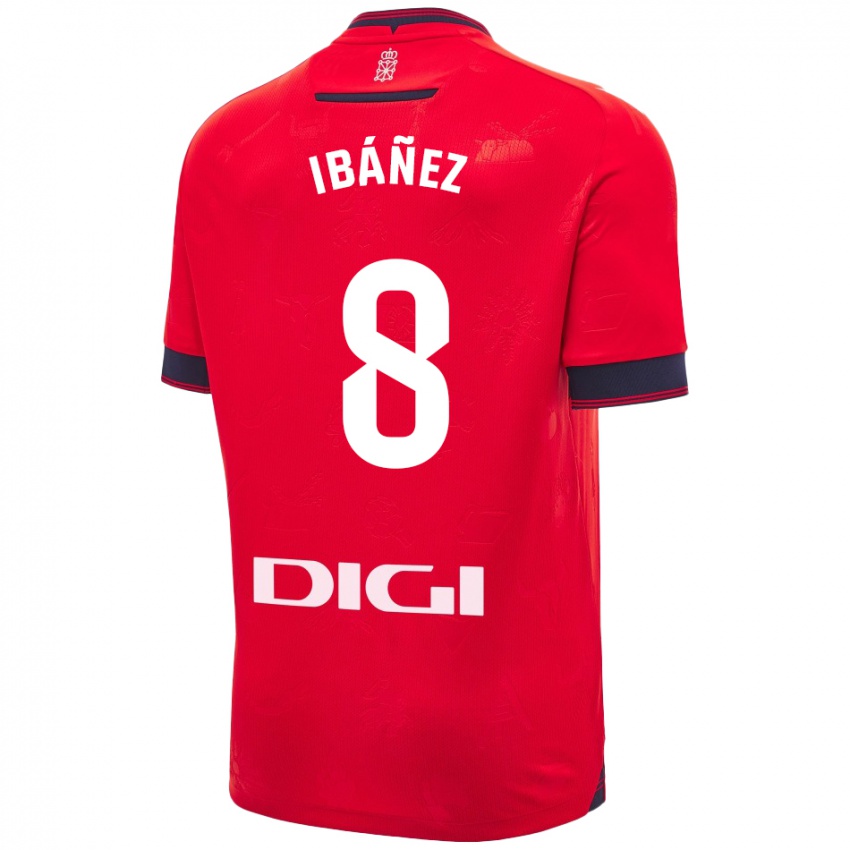 Niño Camiseta Pablo Ibáñez #8 Rojo Blanco 1ª Equipación 2024/25 La Camisa