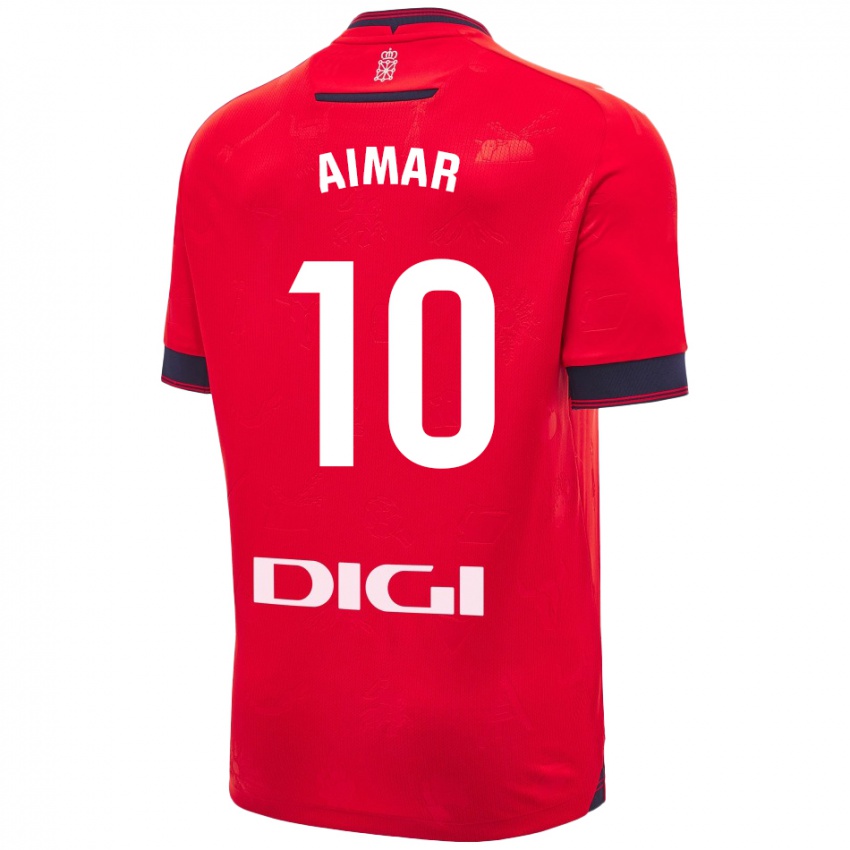 Niño Camiseta Aimar Oroz #10 Rojo Blanco 1ª Equipación 2024/25 La Camisa