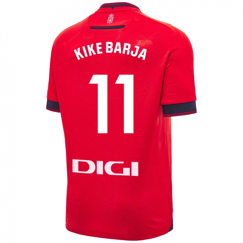 Niño Camiseta Kike Barja #11 Rojo Blanco 1ª Equipación 2024/25 La Camisa