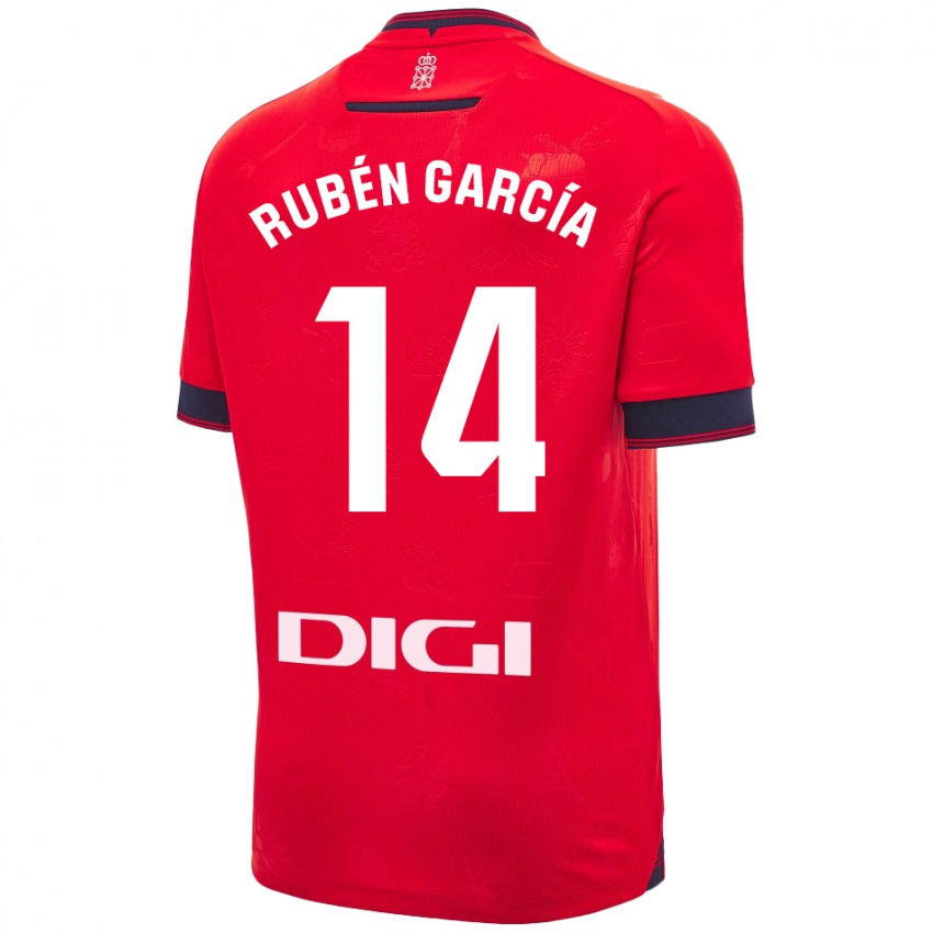 Niño Camiseta Rubén García #14 Rojo Blanco 1ª Equipación 2024/25 La Camisa