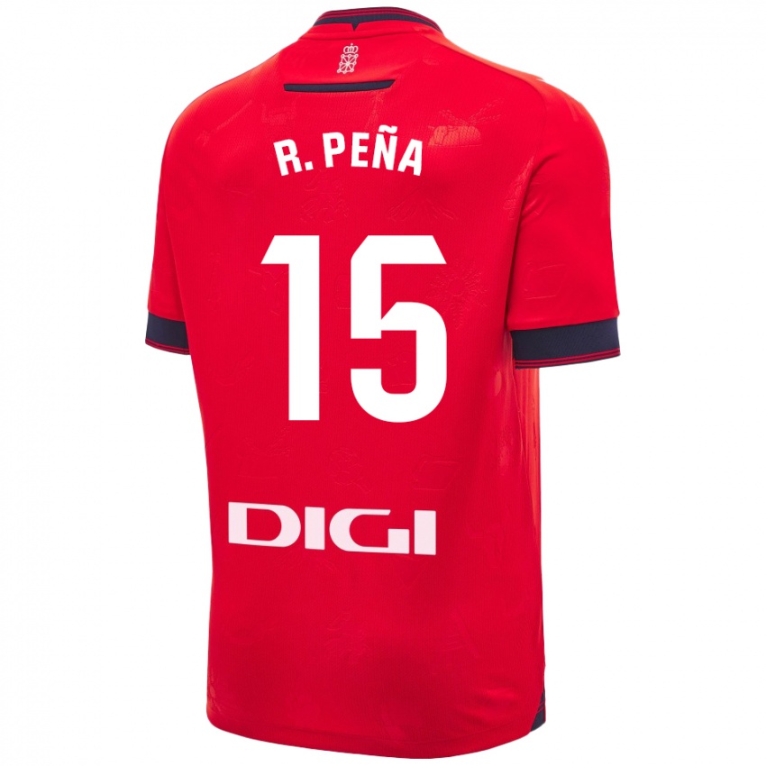 Niño Camiseta Rubén Peña #15 Rojo Blanco 1ª Equipación 2024/25 La Camisa