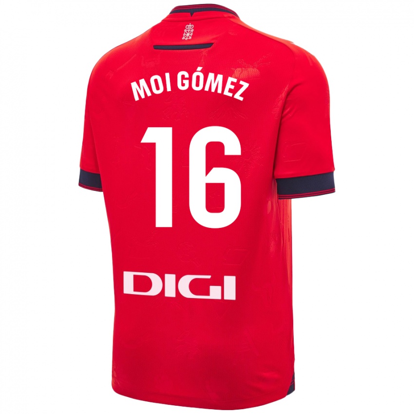 Niño Camiseta Moi Gómez #16 Rojo Blanco 1ª Equipación 2024/25 La Camisa