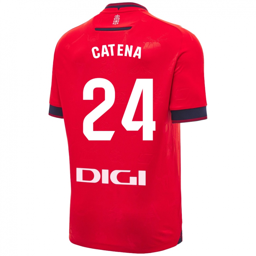 Niño Camiseta Alejandro Catena #24 Rojo Blanco 1ª Equipación 2024/25 La Camisa