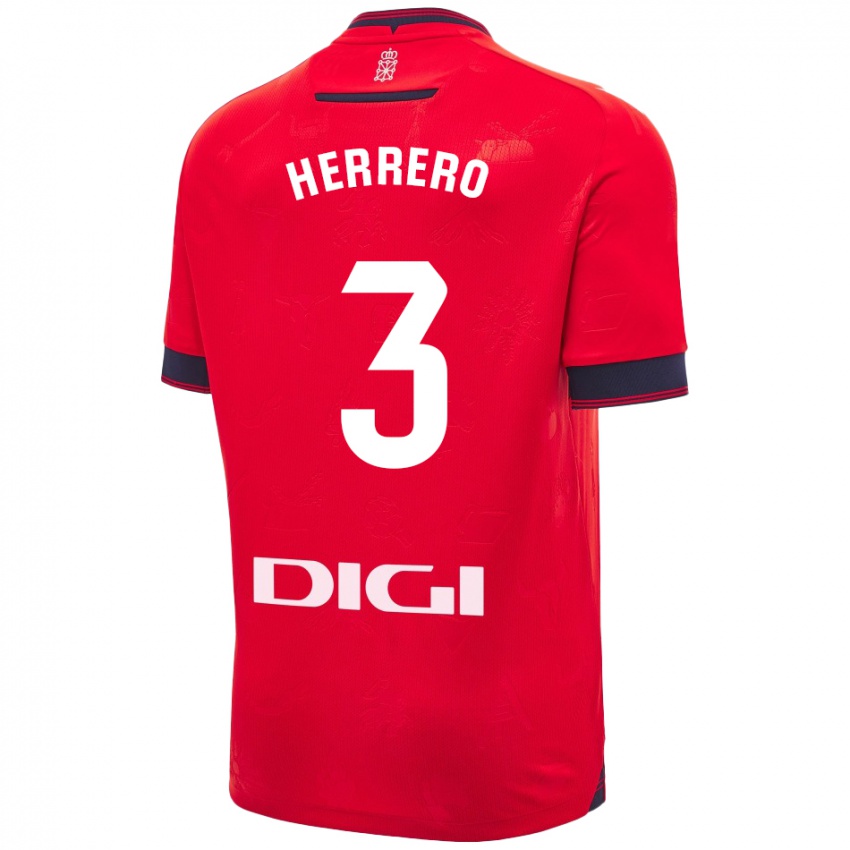 Niño Camiseta Toni Herrero #3 Rojo Blanco 1ª Equipación 2024/25 La Camisa