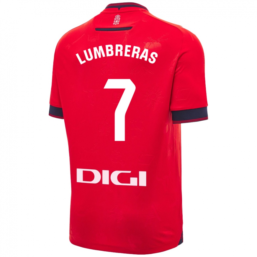 Niño Camiseta Carlos Lumbreras #7 Rojo Blanco 1ª Equipación 2024/25 La Camisa