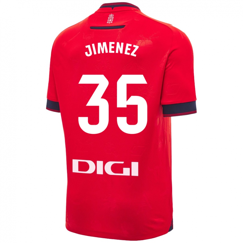 Niño Camiseta Álex Jimenez #35 Rojo Blanco 1ª Equipación 2024/25 La Camisa