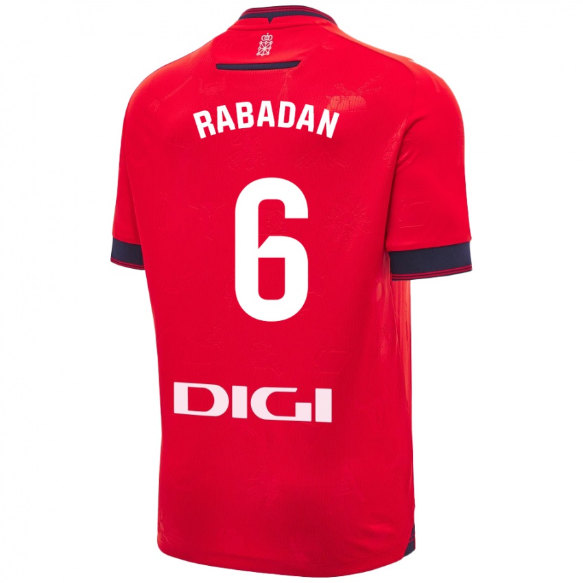 Niño Camiseta David Rabadán #6 Rojo Blanco 1ª Equipación 2024/25 La Camisa