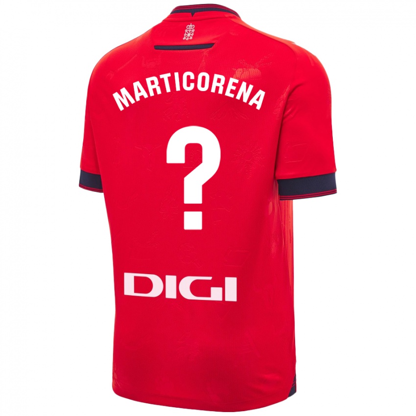 Niño Camiseta Ander Marticorena #0 Rojo Blanco 1ª Equipación 2024/25 La Camisa