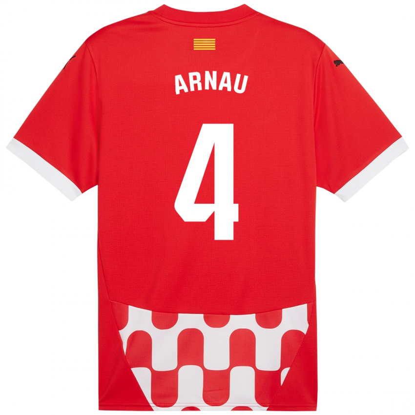 Niño Camiseta Arnau Martínez #4 Rojo Blanco 1ª Equipación 2024/25 La Camisa