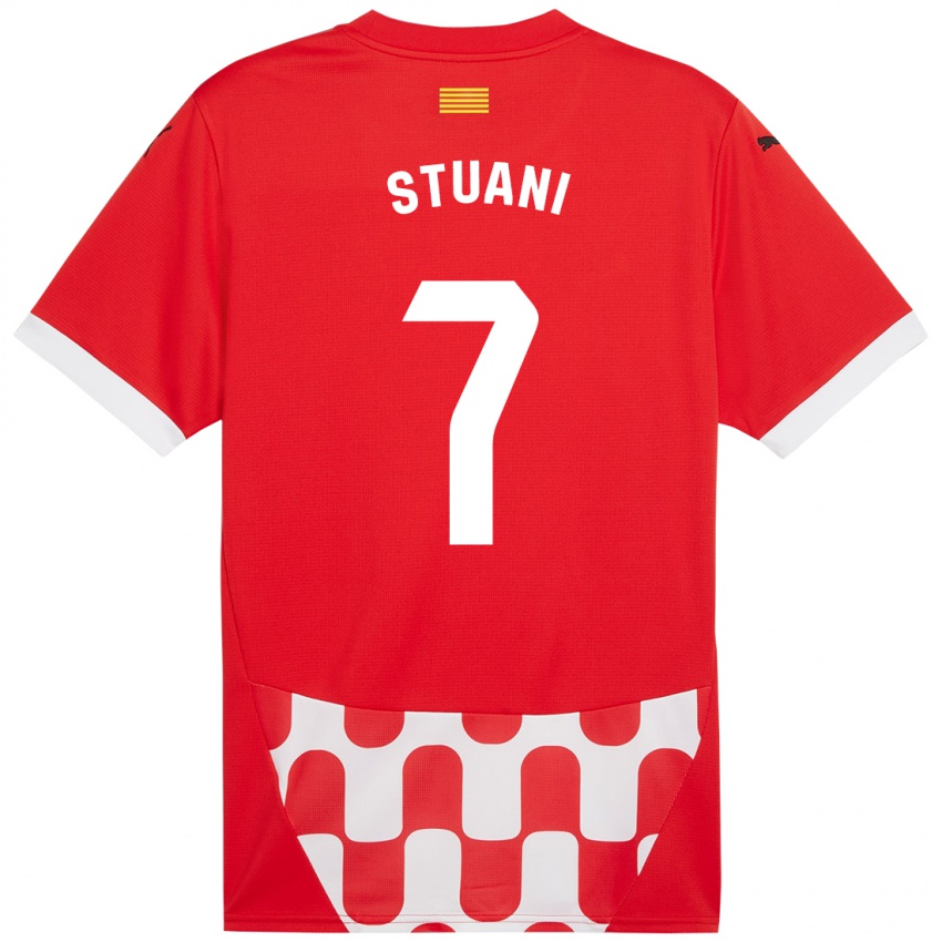 Niño Camiseta Cristhian Stuani #7 Rojo Blanco 1ª Equipación 2024/25 La Camisa