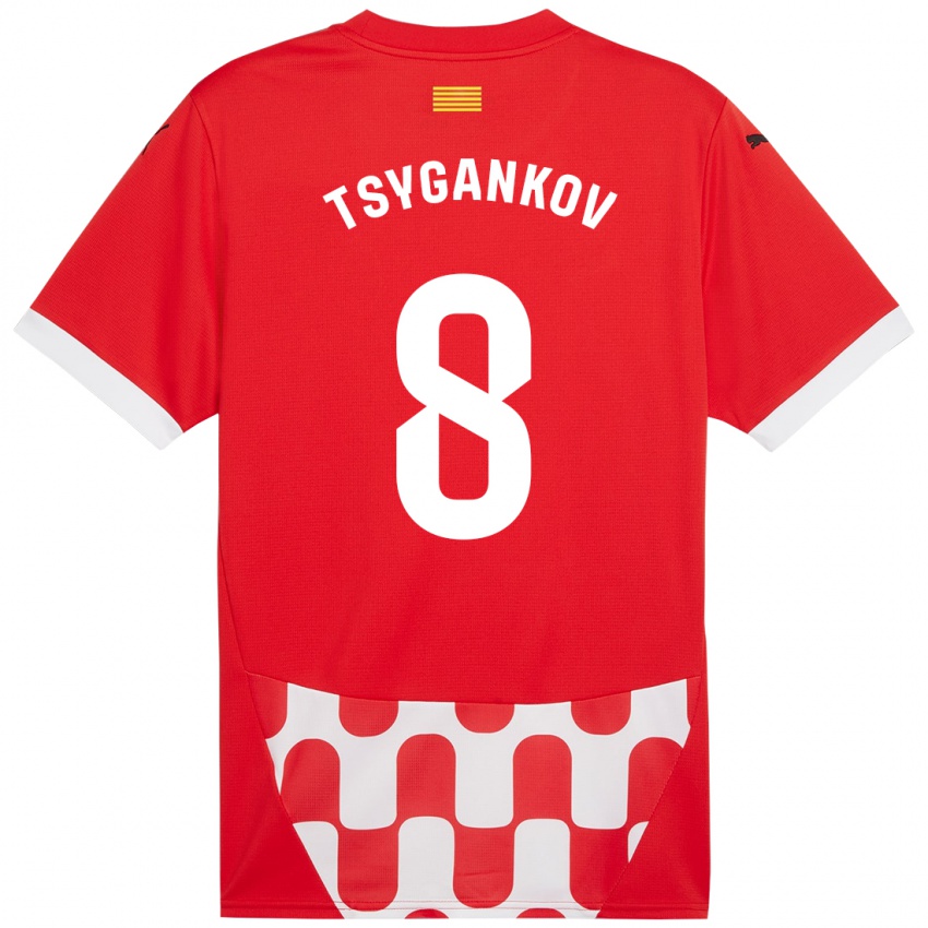 Niño Camiseta Viktor Tsygankov #8 Rojo Blanco 1ª Equipación 2024/25 La Camisa