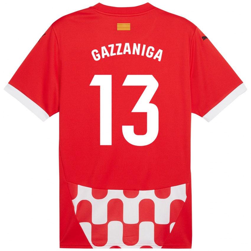 Niño Camiseta Paulo Gazzaniga #13 Rojo Blanco 1ª Equipación 2024/25 La Camisa