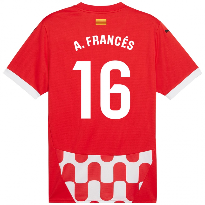 Niño Camiseta Alejandro Francés #16 Rojo Blanco 1ª Equipación 2024/25 La Camisa