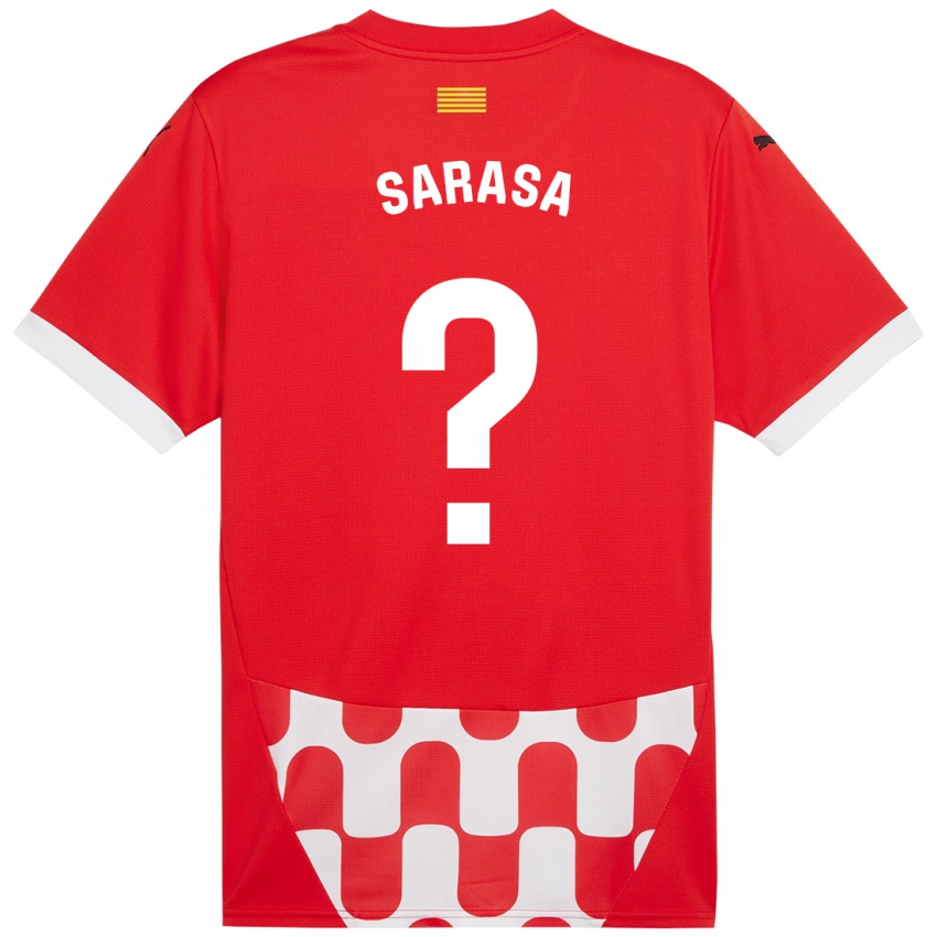 Niño Camiseta Javier Sarasa #0 Rojo Blanco 1ª Equipación 2024/25 La Camisa