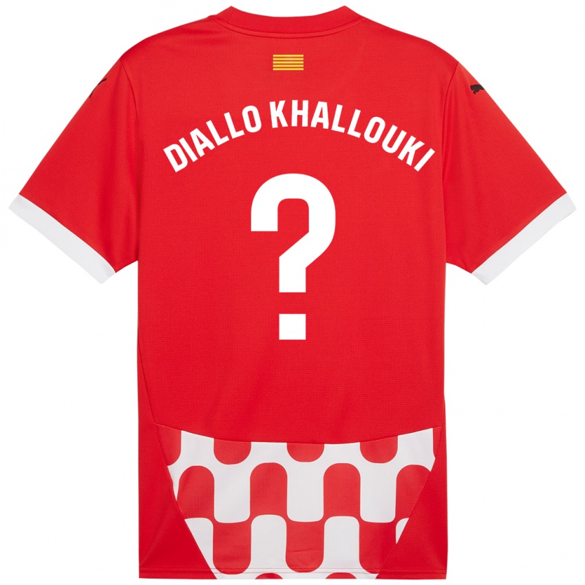 Niño Camiseta Siaka Diallo Khallouki #0 Rojo Blanco 1ª Equipación 2024/25 La Camisa