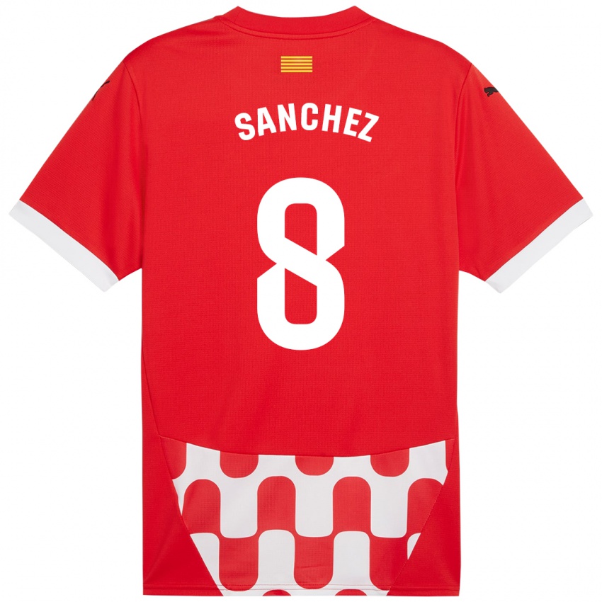 Niño Camiseta Miguel Ángel Sánchez #8 Rojo Blanco 1ª Equipación 2024/25 La Camisa