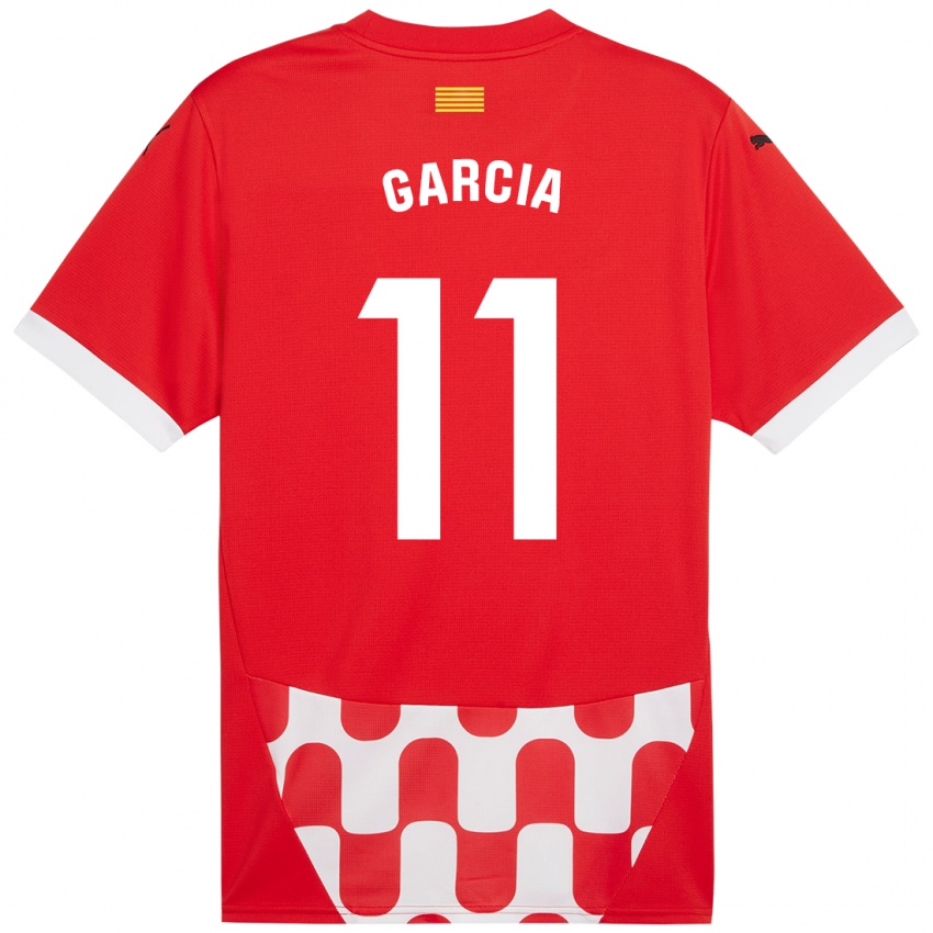 Niño Camiseta Jastin García #11 Rojo Blanco 1ª Equipación 2024/25 La Camisa