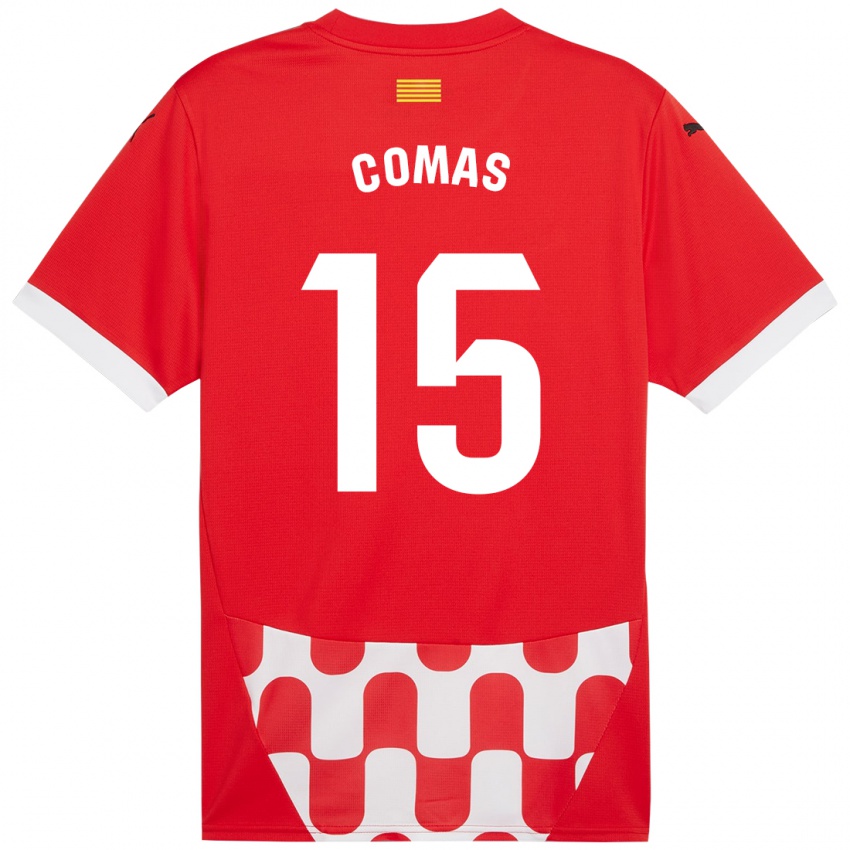 Niño Camiseta Oriol Comas #15 Rojo Blanco 1ª Equipación 2024/25 La Camisa