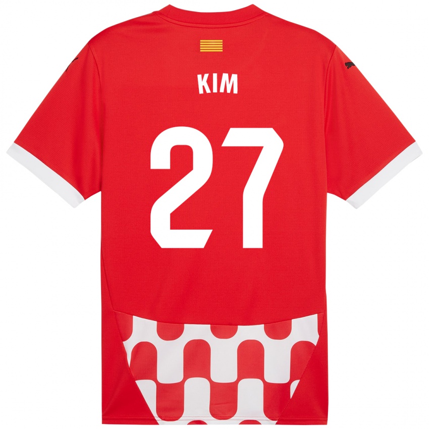 Niño Camiseta Min-Su Kim #27 Rojo Blanco 1ª Equipación 2024/25 La Camisa