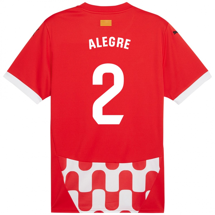 Niño Camiseta Marc Alegre #2 Rojo Blanco 1ª Equipación 2024/25 La Camisa