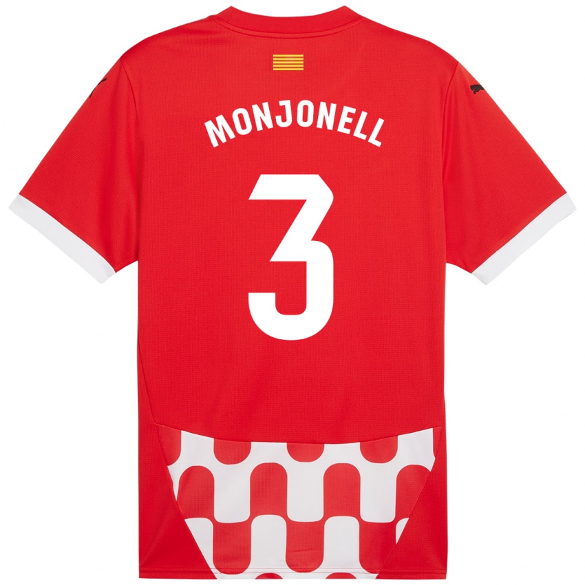 Niño Camiseta Eric Monjonell #3 Rojo Blanco 1ª Equipación 2024/25 La Camisa