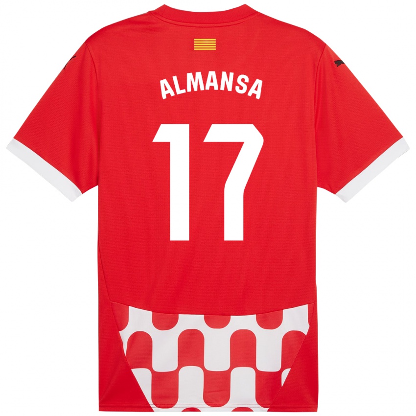 Niño Camiseta Alex Almansa #17 Rojo Blanco 1ª Equipación 2024/25 La Camisa